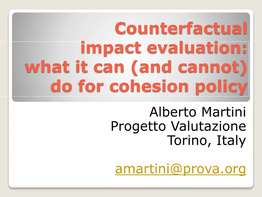 counterfactual impact evaluation what it can and cannot do for cohesion policy