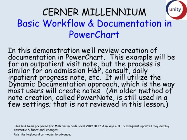 CERNER MILLENNIUM Basic Workflow &amp; Documentation in PowerChart