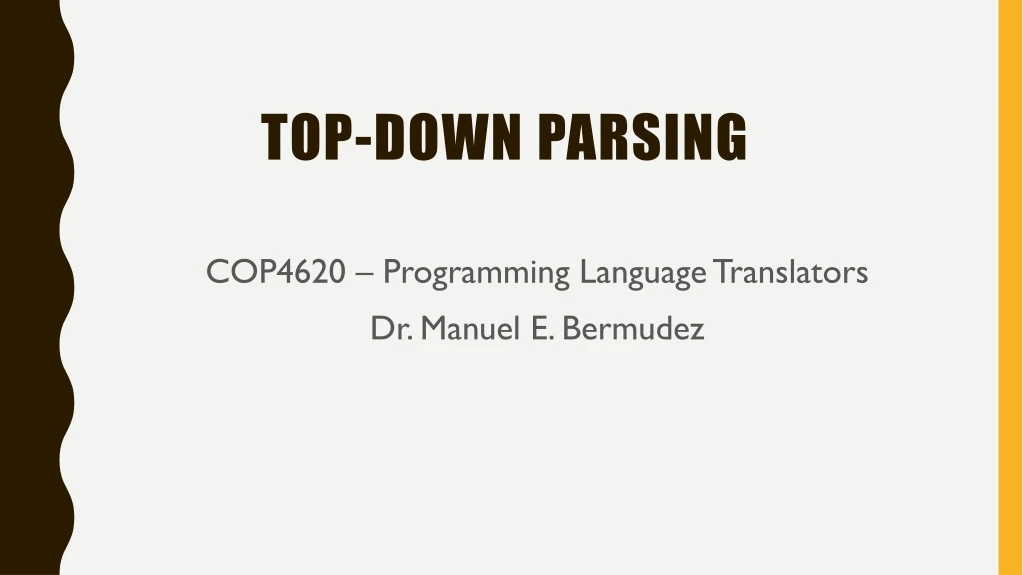 top down parsing