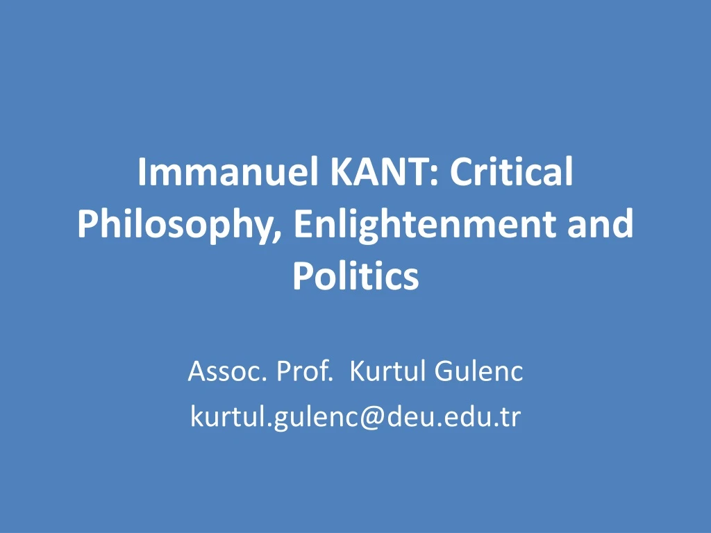 immanuel kant critical philosophy enlightenment and politics