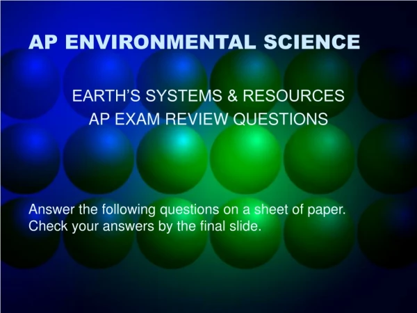 AP ENVIRONMENTAL SCIENCE