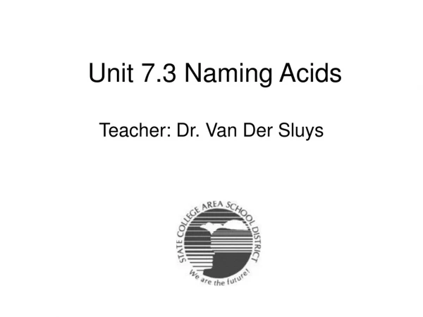Unit 7.3 Naming Acids