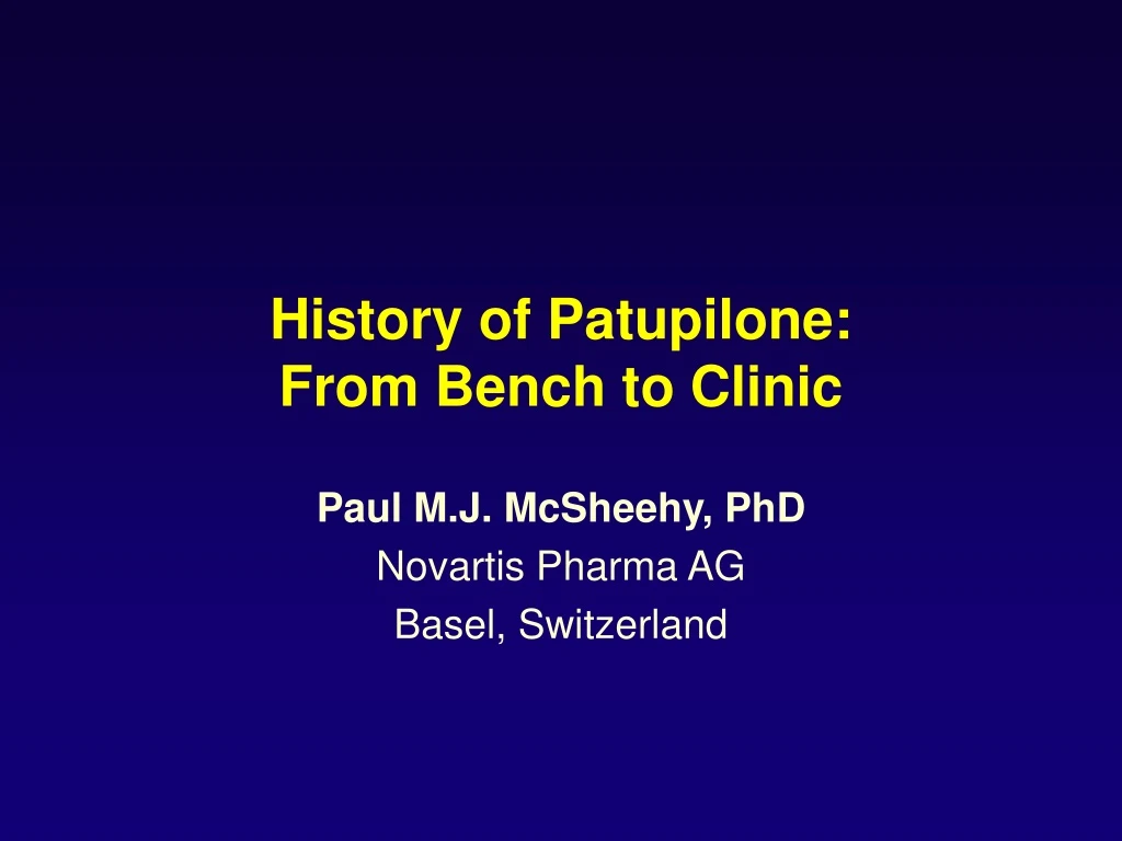 history of patupilone from bench to clinic