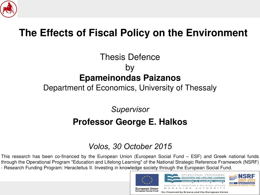 the effects of fiscal policy on the environment