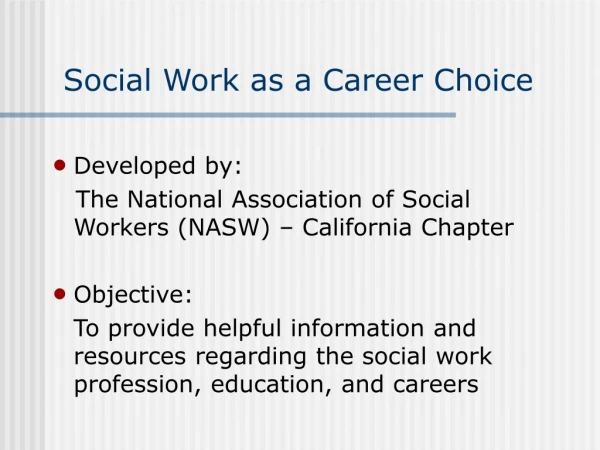 Social Work as a Career Choice