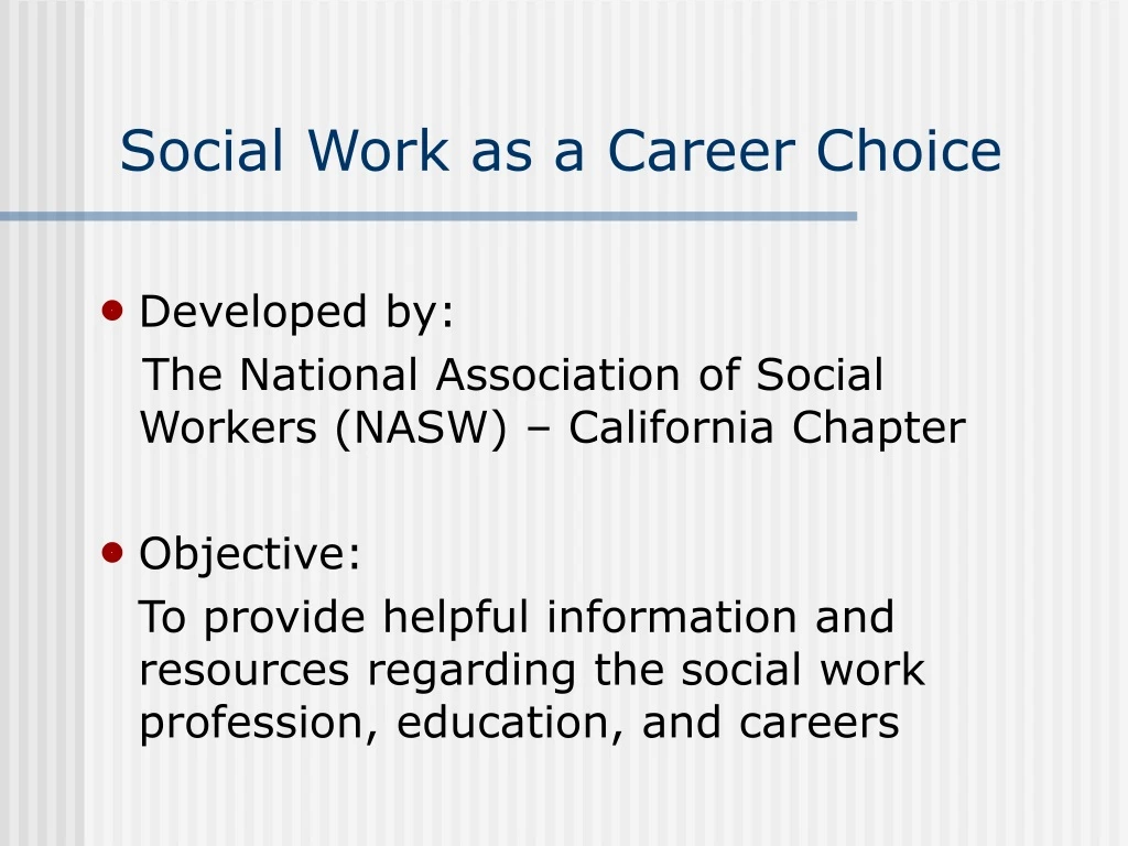 social work as a career choice