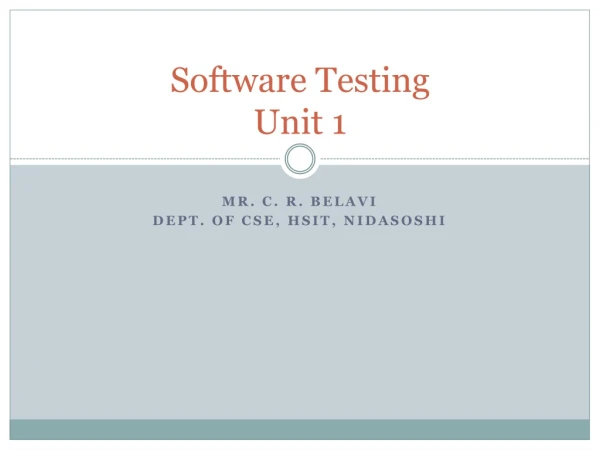 Software Testing  Unit 1