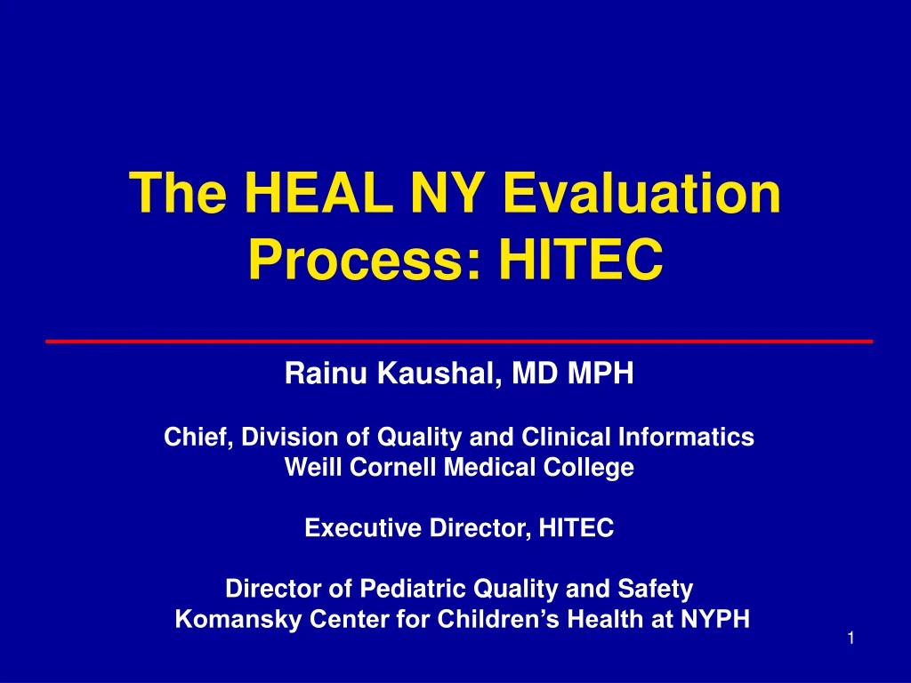 the heal ny evaluation process hitec