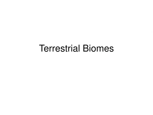 Terrestrial Biomes