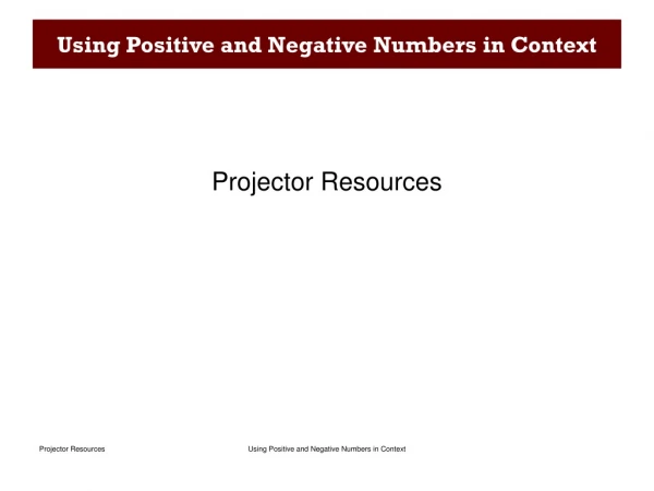 Using Positive and Negative Numbers in Context