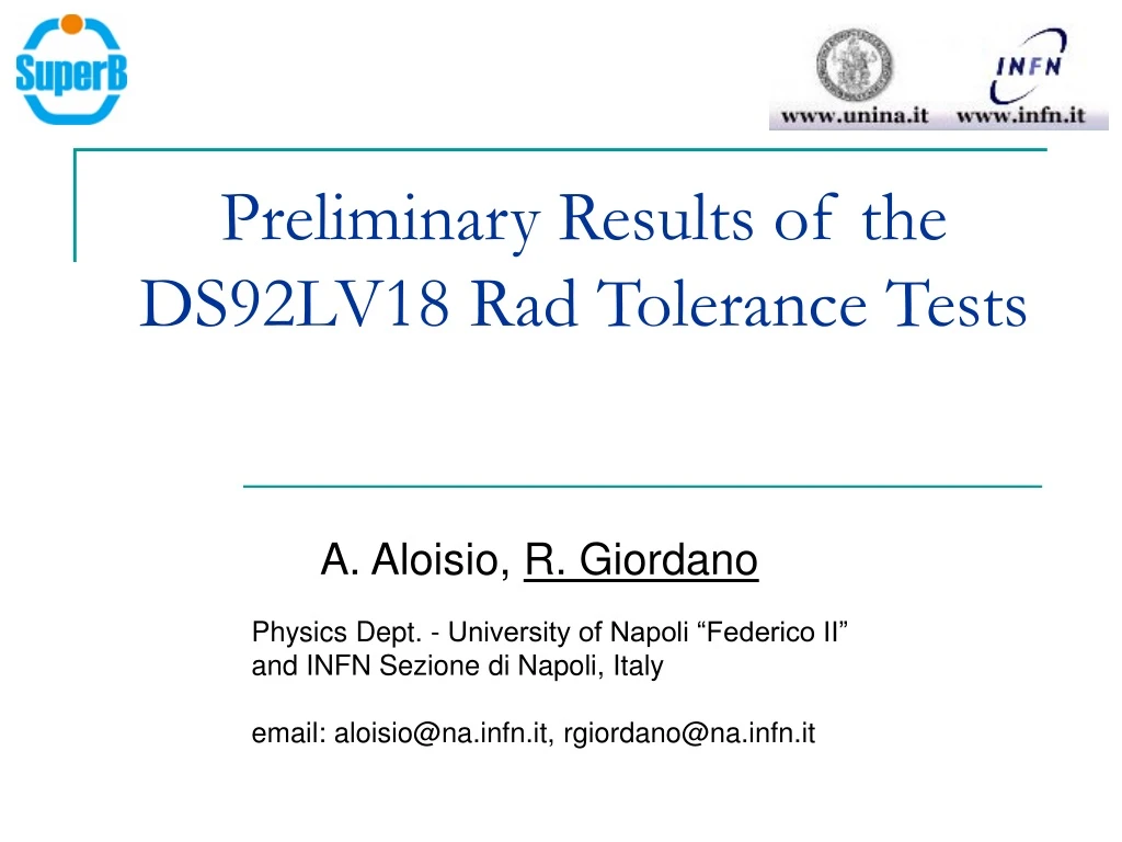 preliminary results of the ds92lv18 rad tolerance tests