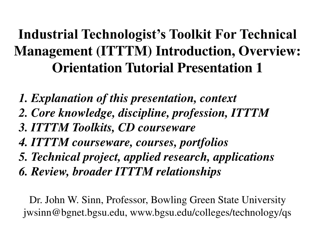 industrial technologist s toolkit for technical