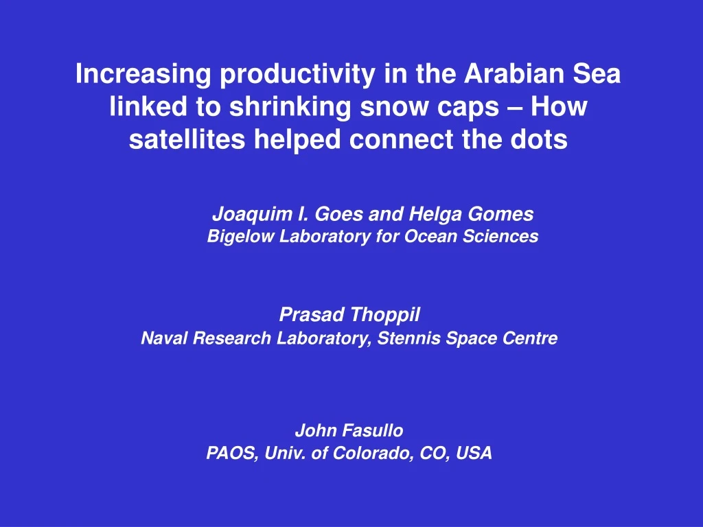 increasing productivity in the arabian sea linked