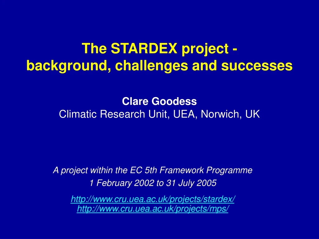 the stardex project background challenges and successes