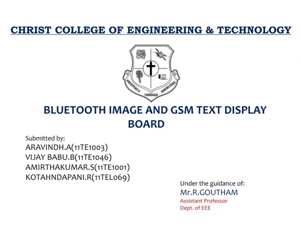 CHRIST COLLEGE  OF  ENGINEERING &amp;  TECHNOLO GY