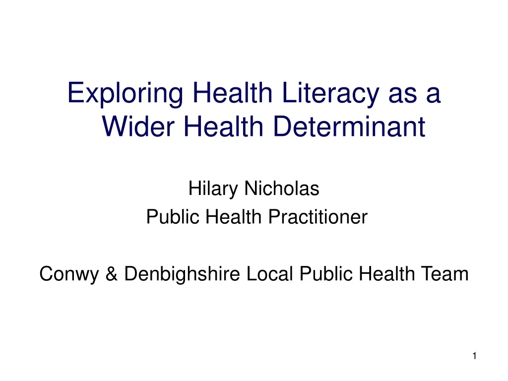 exploring health literacy as a wider health