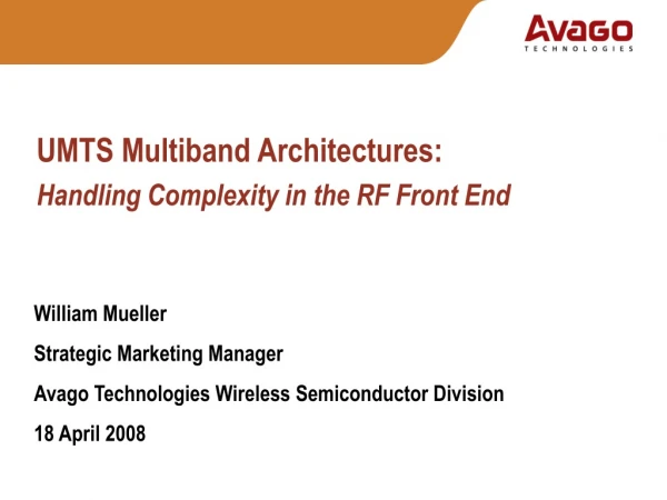 UMTS Multiband Architectures: Handling Complexity in the RF Front End
