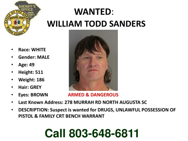 WANTED : WILLIAM TODD SANDERS