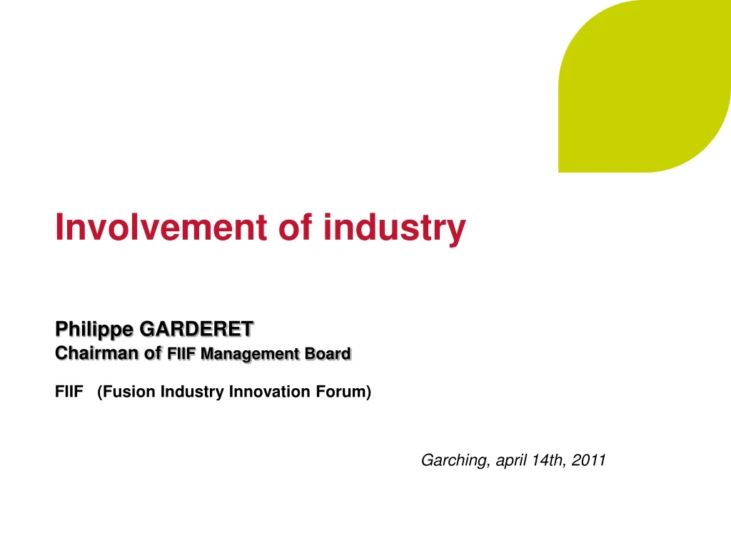involvement of industry philippe garderet