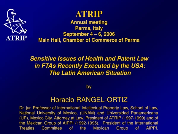 ATRIP Annual meeting Parma, Italy September 4 – 6, 2006 Main Hall, Chamber of Commerce of Parma