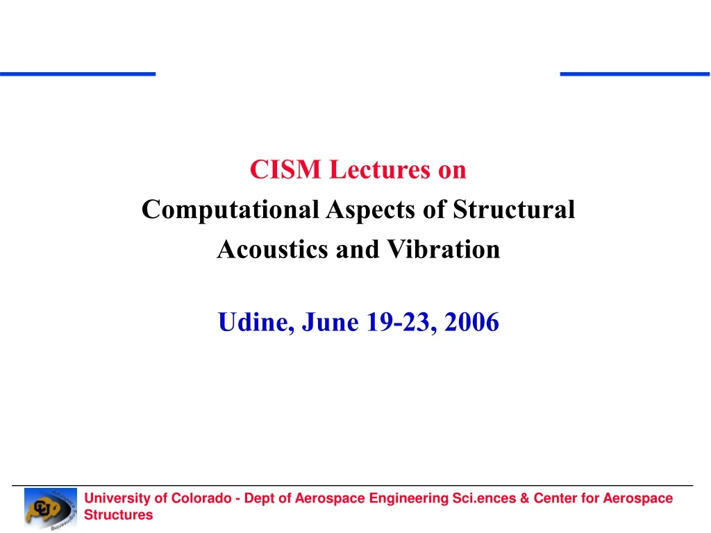 cism lectures on computational aspects