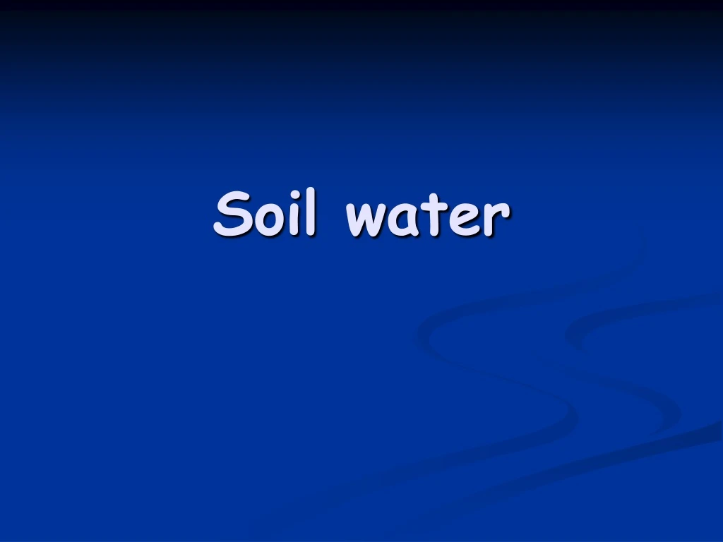 soil water