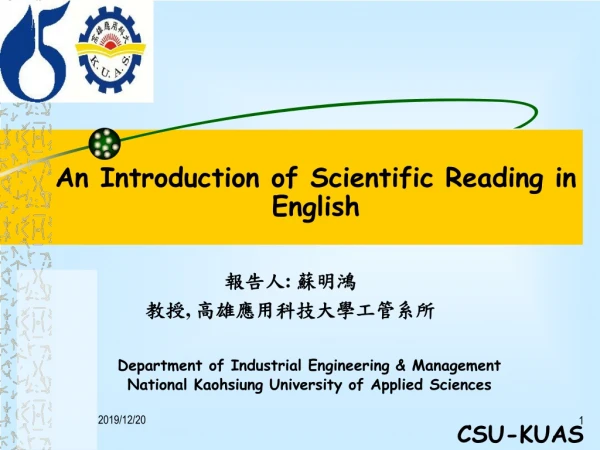 An Introduction of Scientific Reading in English