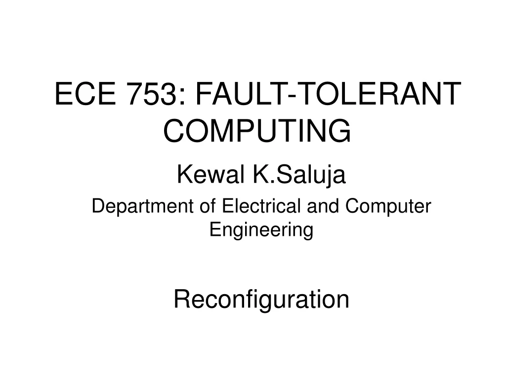 ece 753 fault tolerant computing