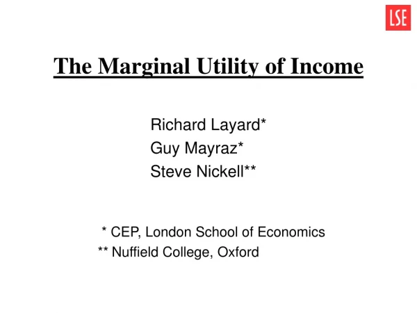 The Marginal Utility of Income
