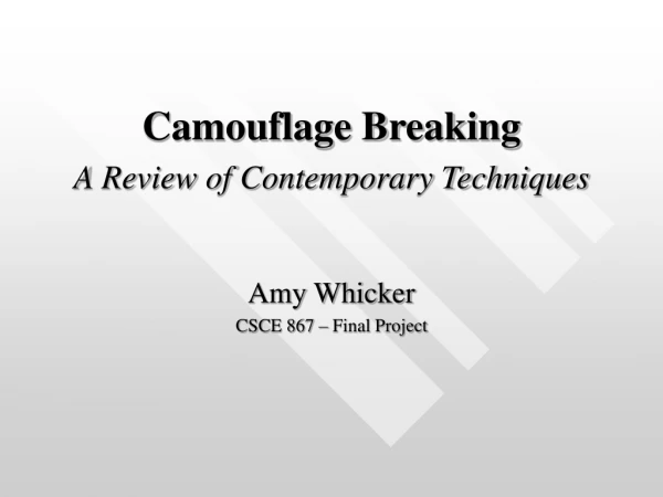 Camouflage Breaking A Review of Contemporary Techniques