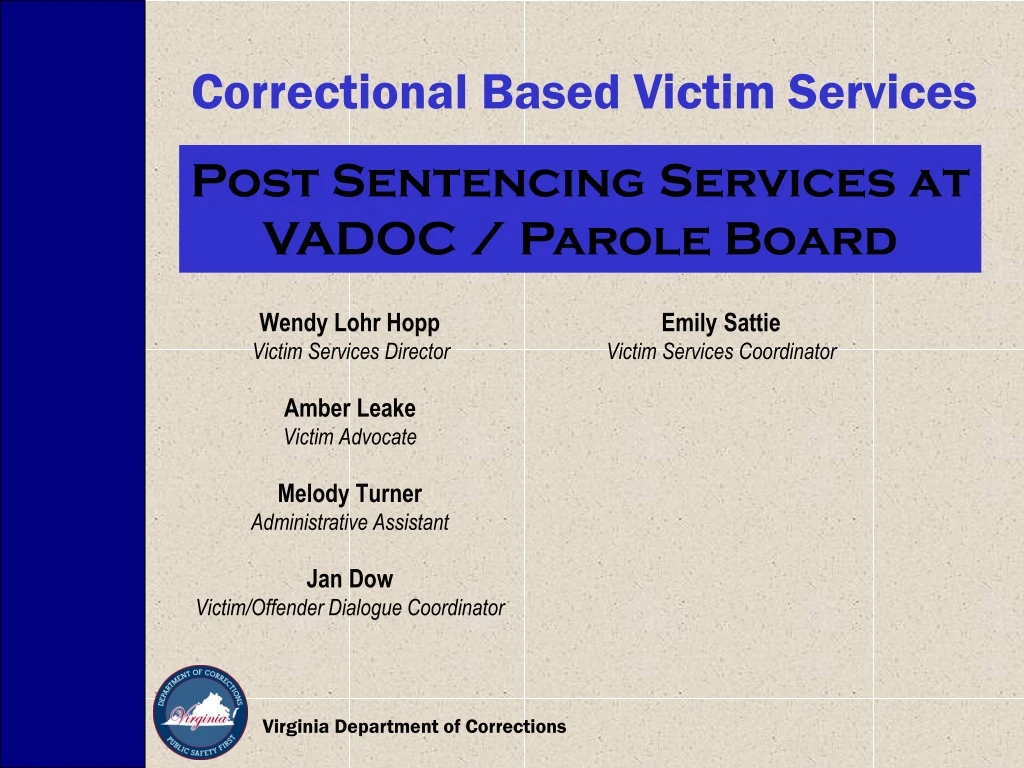 correctional based victim services