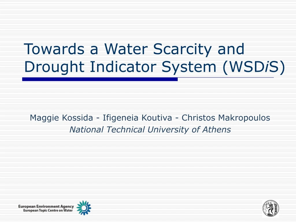 towards a water scarcity and drought indicator system wsd i s