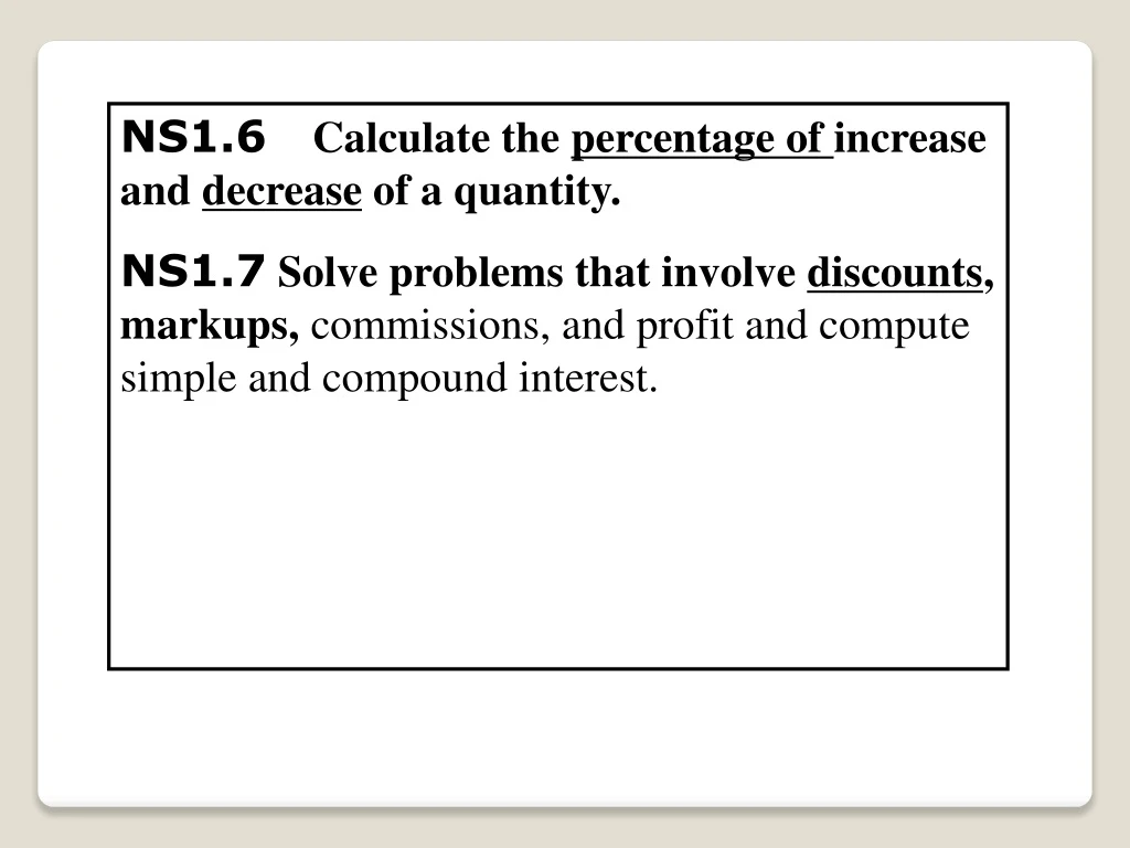 ns1 6 calculate the percentage of increase