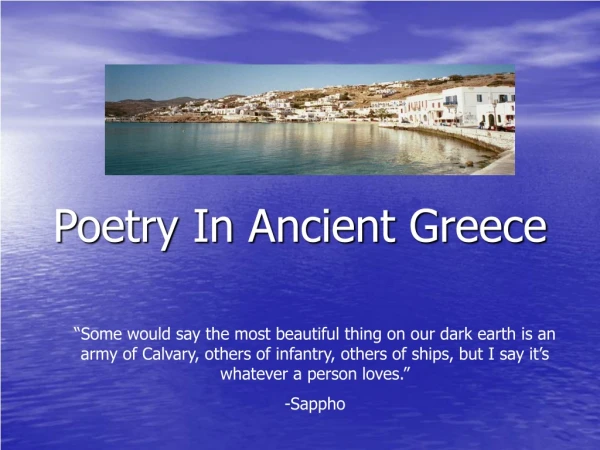 Poetry In Ancient Greece