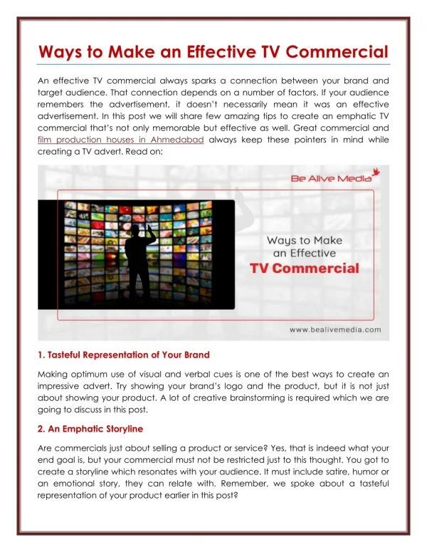 Ways to Make an Effective TV Commercial
