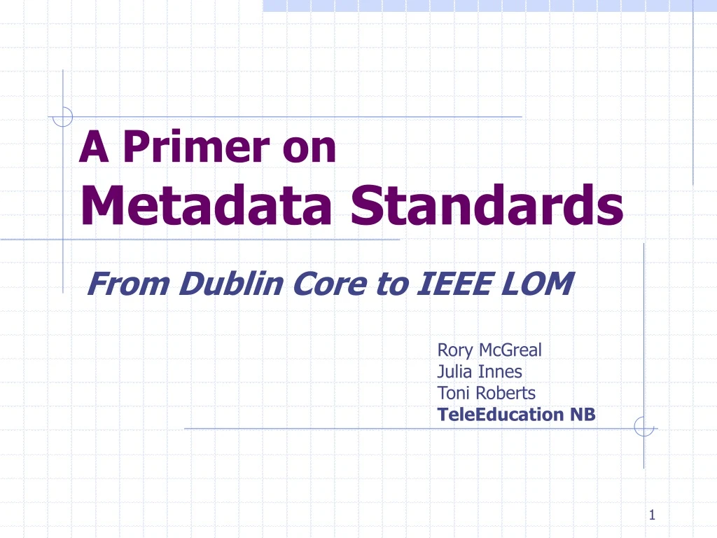 a primer on metadata standards