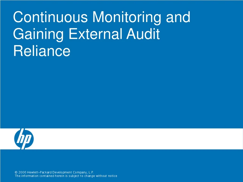 continuous monitoring and gaining external audit reliance