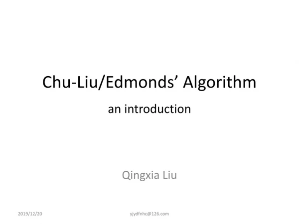 Chu-Liu/Edmonds’ Algorithm an introduction