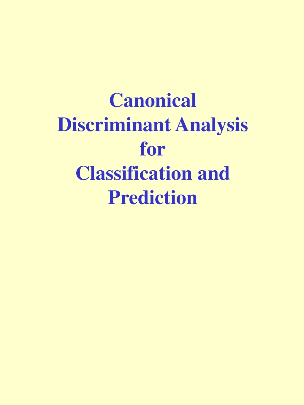 canonical discriminant analysis