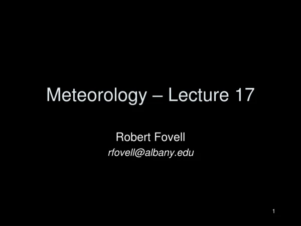 Meteorology – Lecture 17
