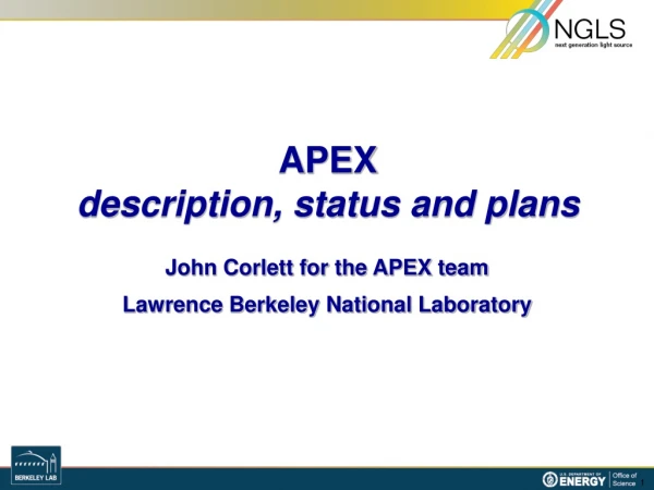 APEX  description, status and plans