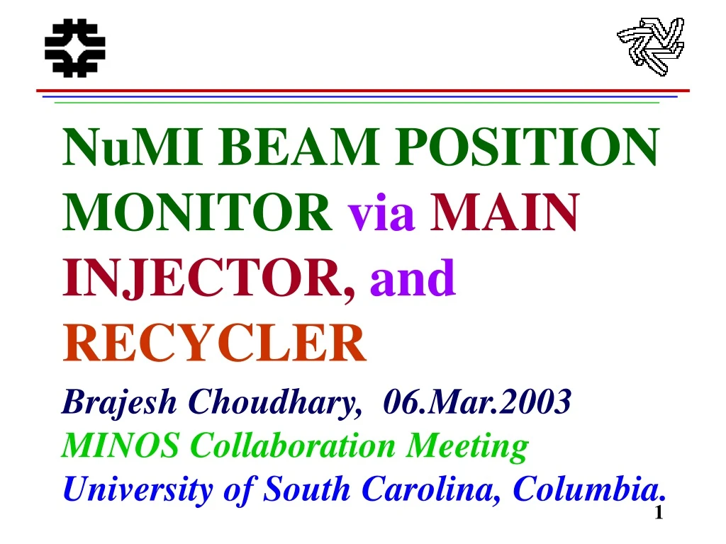 numi beam position monitor via main injector