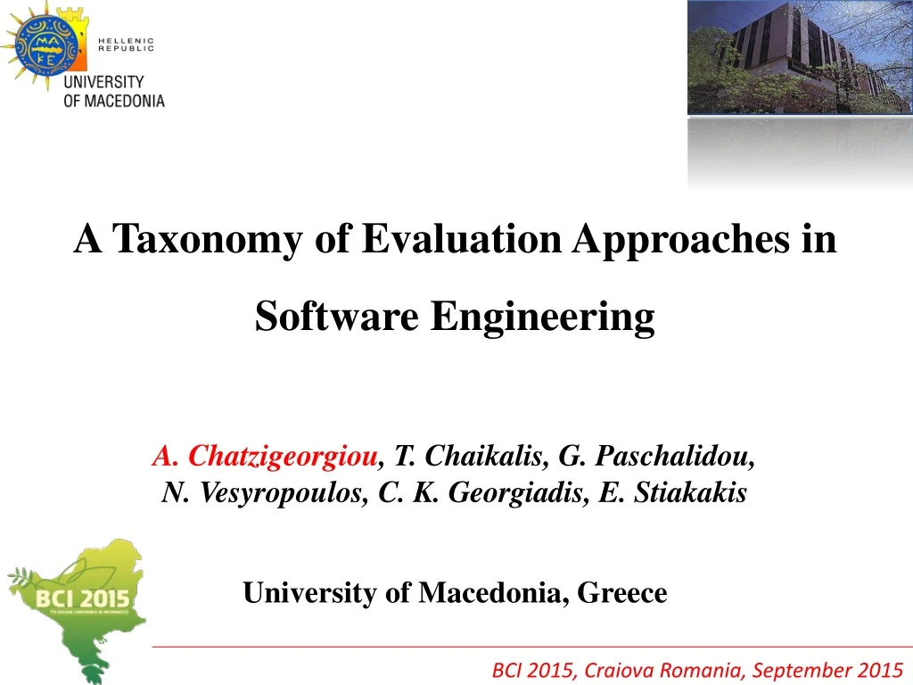 a taxonomy of evaluation approaches in software