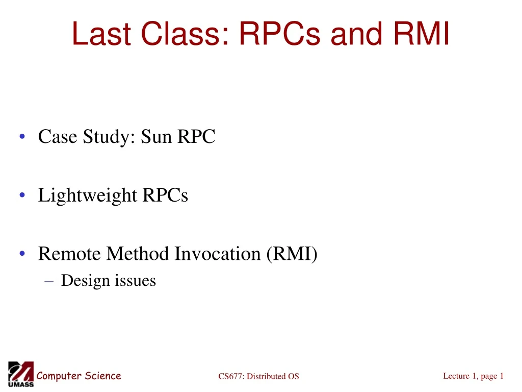 last class rpcs and rmi