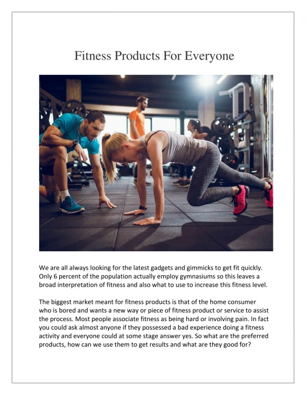 Fitness Products For Everyone