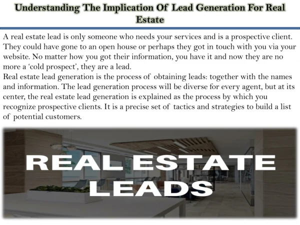 understanding the implication of lead generation