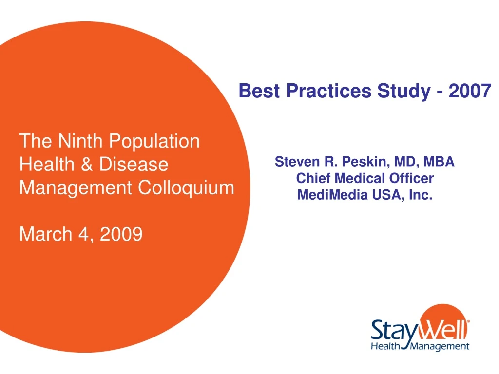 the ninth population health disease management colloquium march 4 2009