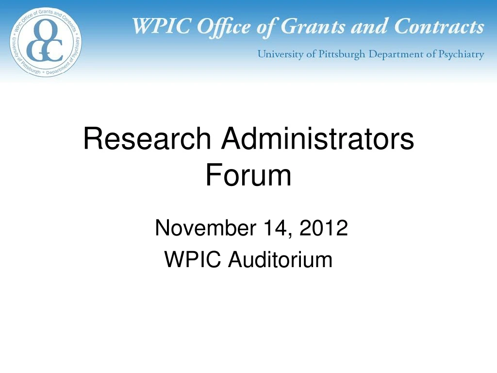 research administrators forum