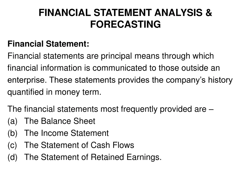 financial statement analysis forecasting