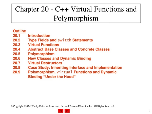 Chapter 20 - C++ Virtual Functions and Polymorphism
